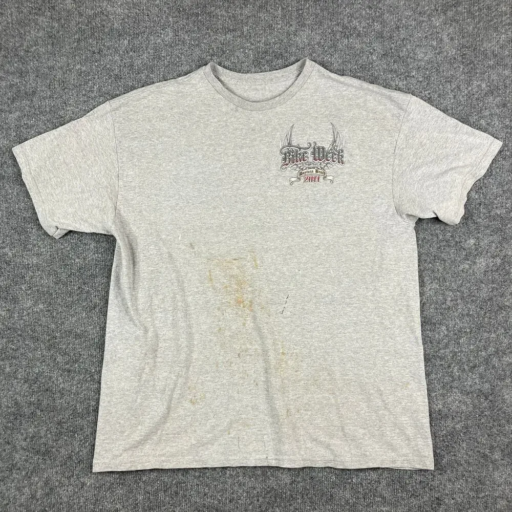 Bike Week T-Shirt Mens XL Gray 2011 Daytona Beach Graphic Biker Vintage Wear - Picture 4 of 7